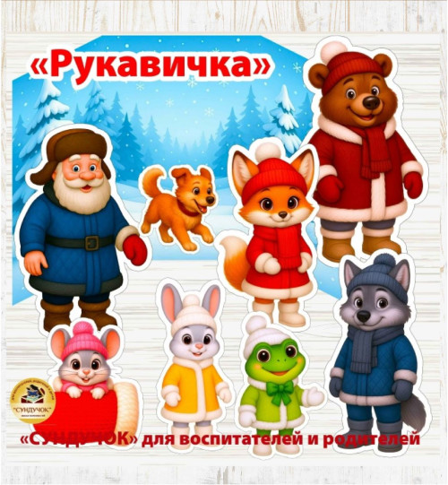 Сказка "Рукавичка" для оформления центров РППС, театрализованных игр и мероприятий 
